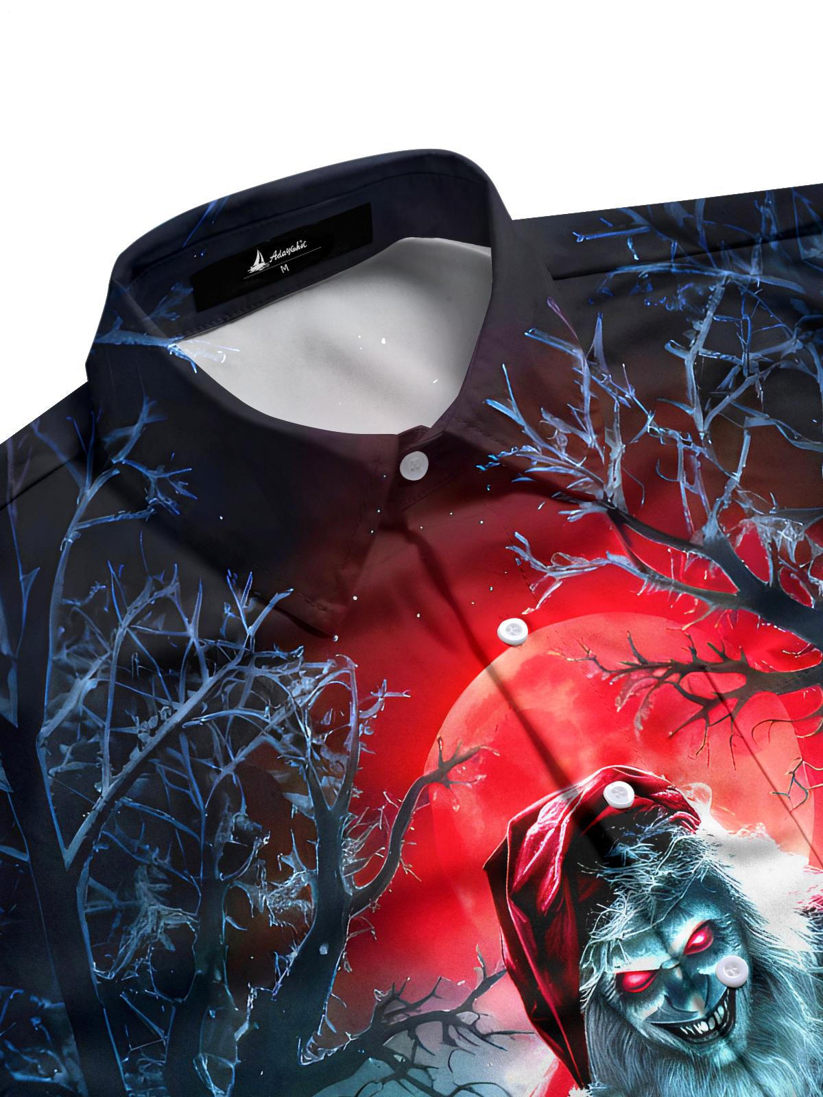 Santa Claus Skull Men's Pocket Long Sleeve Shirts