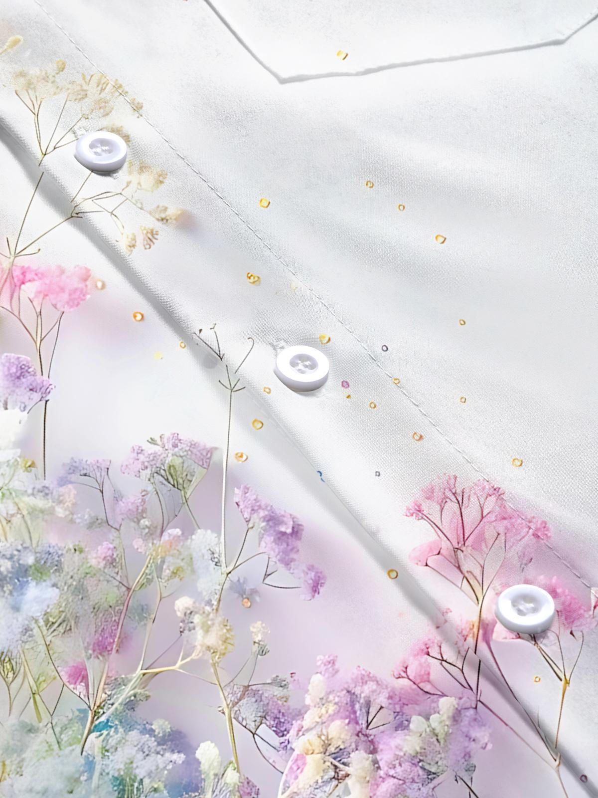 Floral Print Men's Pocket Short Sleeve Shirts