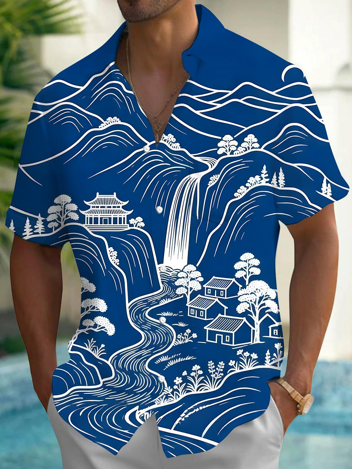 Courtyard Mountain Men's Pocket Short Sleeve Shirts