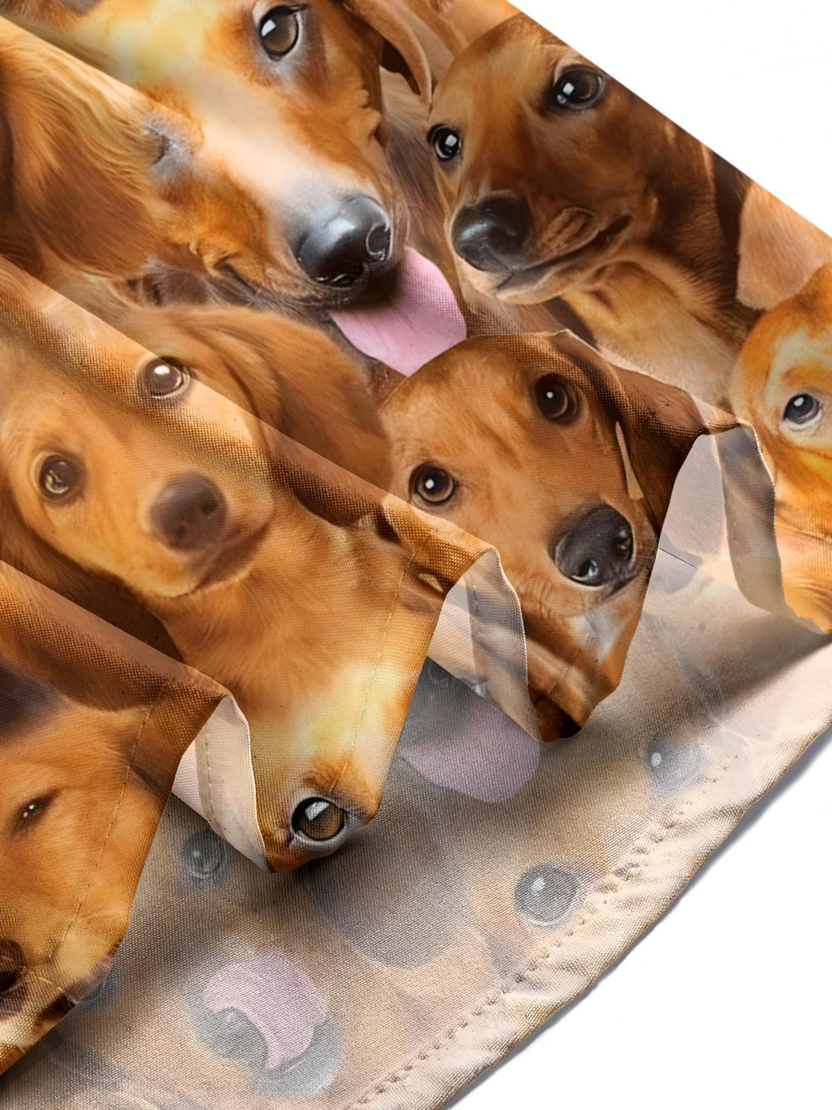 Dog Print Men's Pocket Short Sleeve Shirts