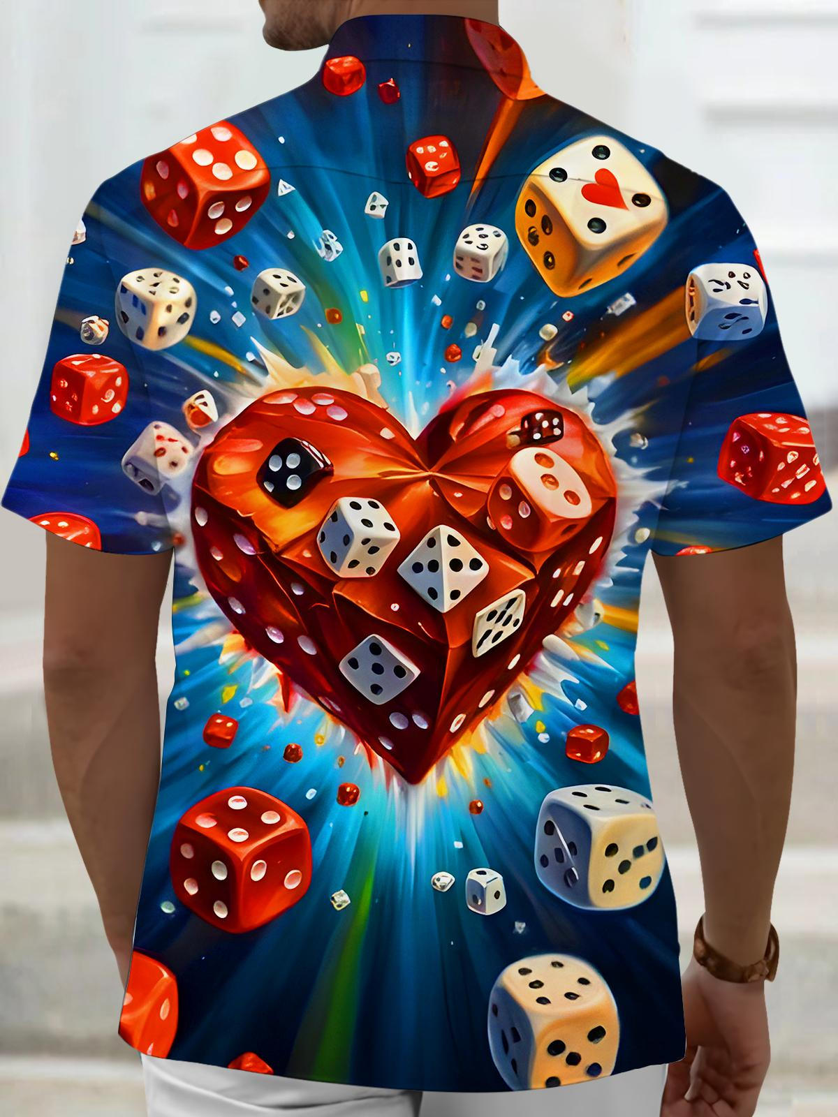 Heart Dice Men's Pocket Short Sleeve Shirts