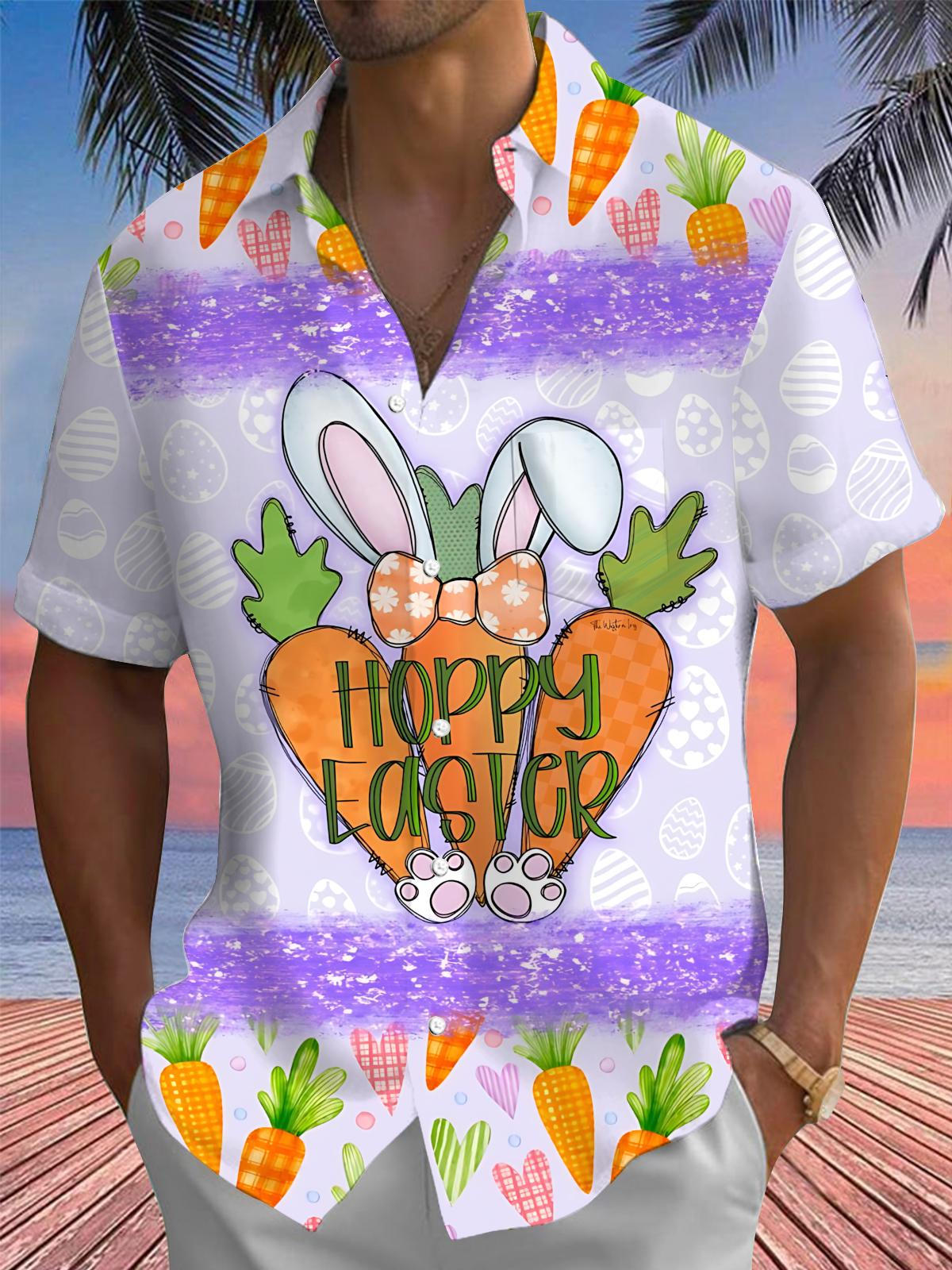 Hoppy Easter Men's Pocket Short Sleeve Shirts
