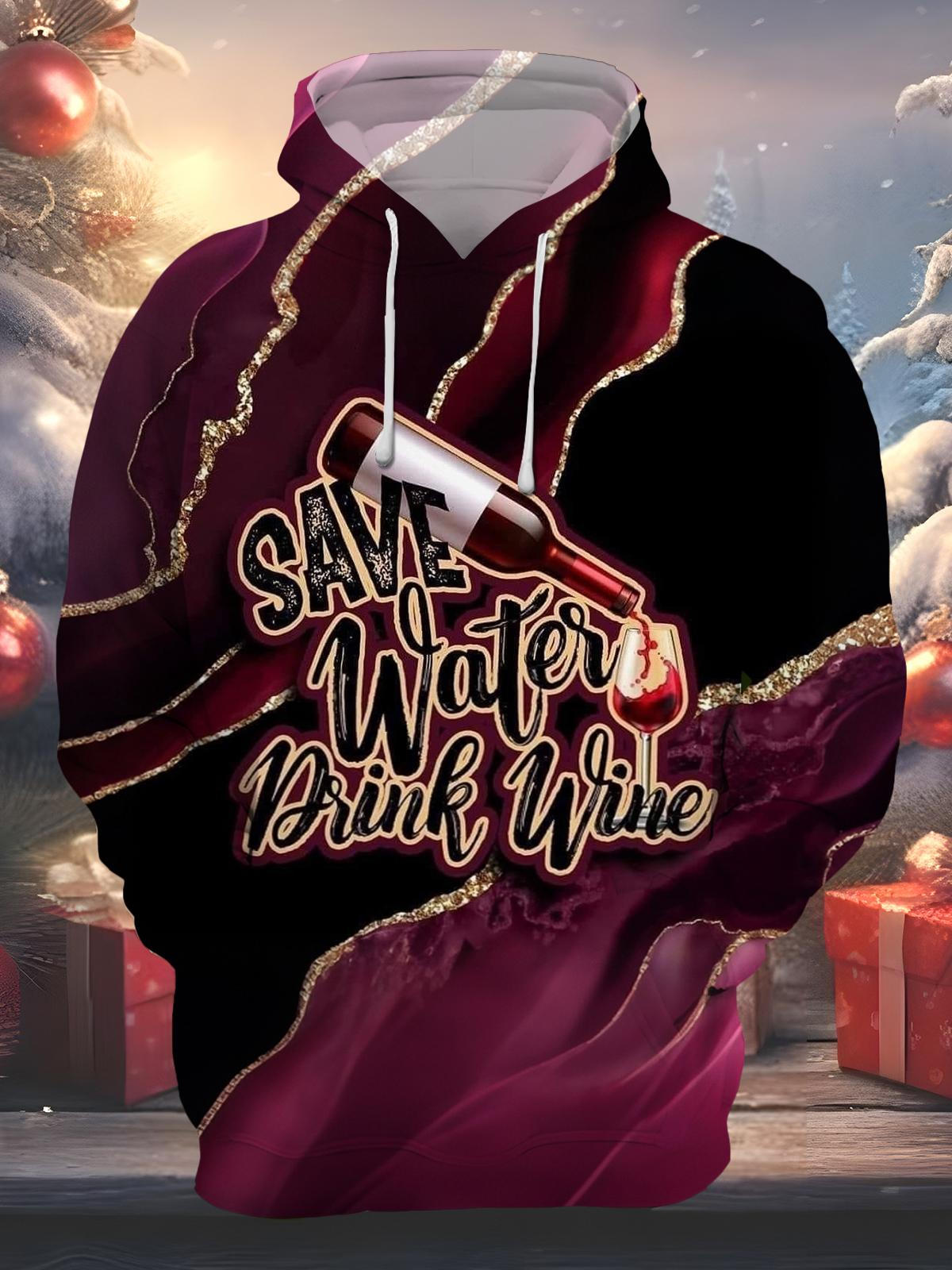 Letter Print Men's Long Sleeve Printing Pocket Hooded Sweatshirt