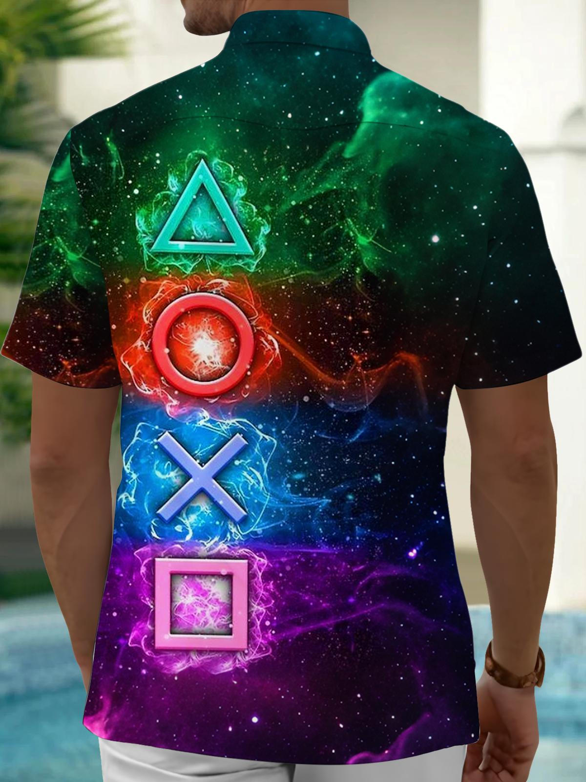 Symbolic Art Print Men's Pocket Short Sleeve Shirts