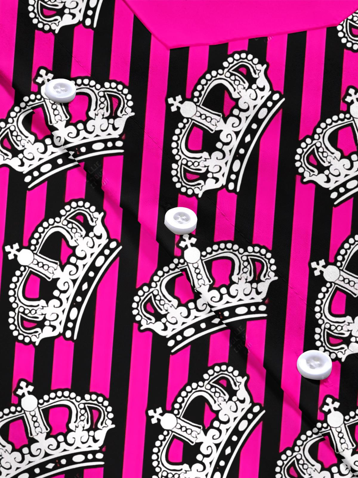 Crown Print Men's Pocket Short Sleeve Shirts