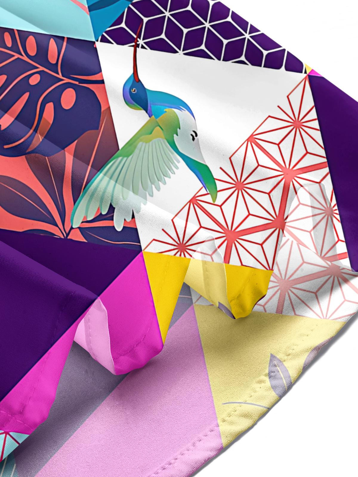 Hawaiian Plant Flamingo Parrot Print Men's Pocket Short Sleeve Shirts