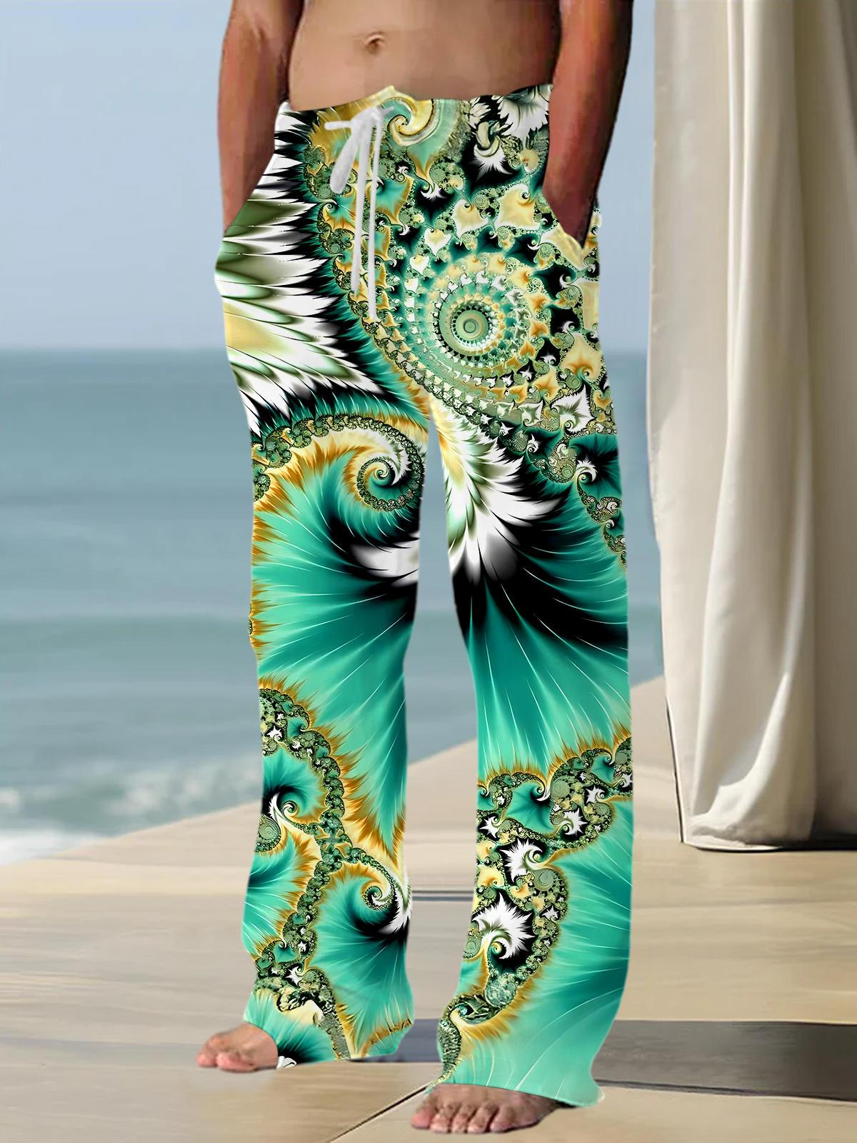 Abstract Men's Casual Elastic Waist Pants