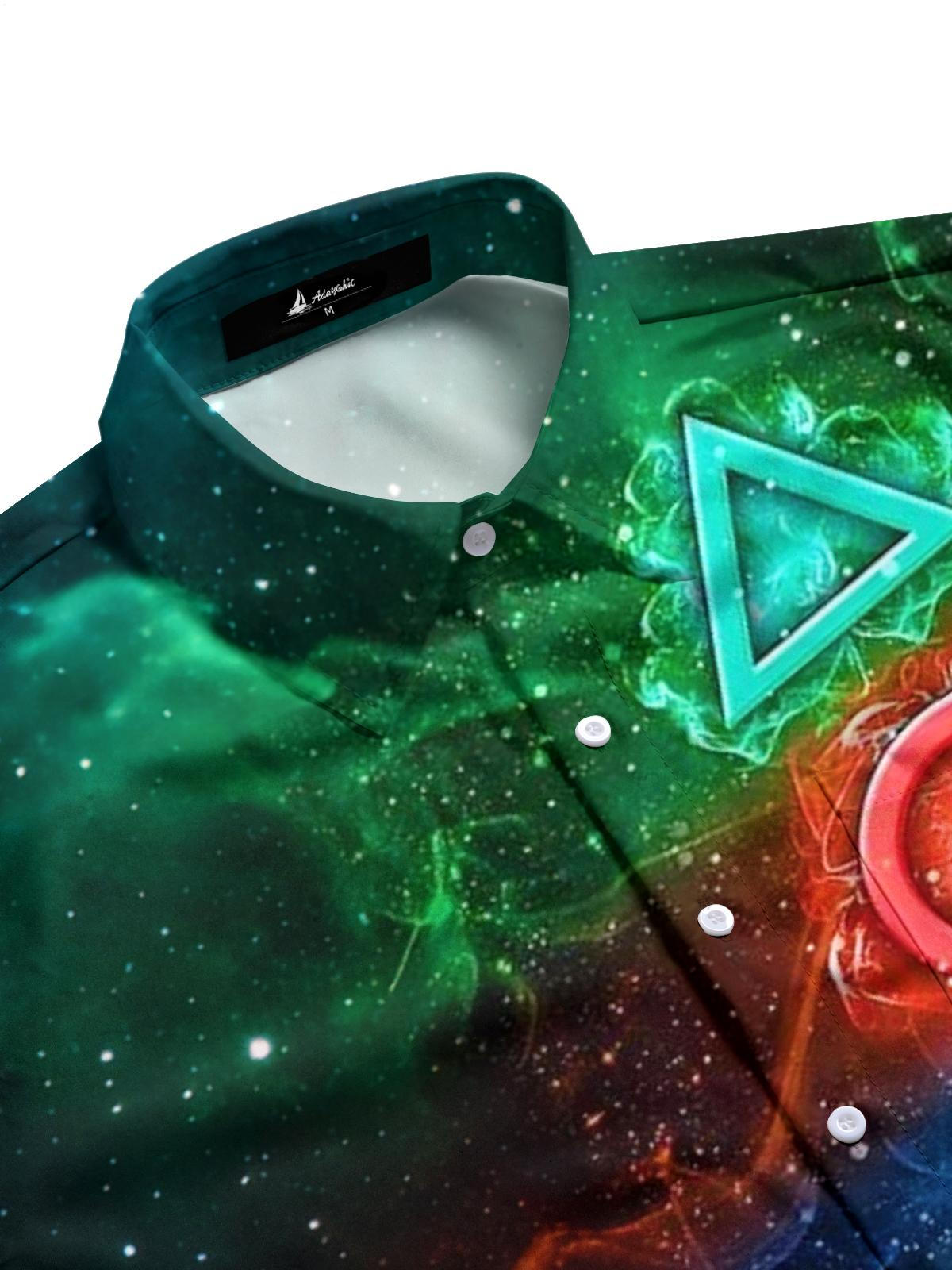 Symbolic Art Print Men's Pocket Short Sleeve Shirts