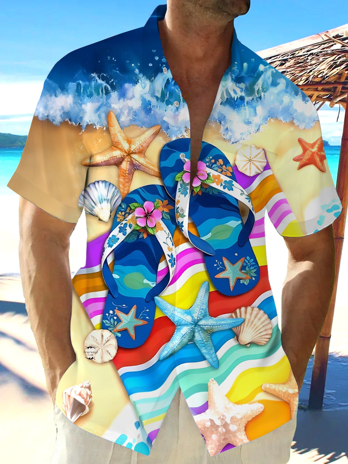 Hawaiian Print Men's Pocket Short Sleeve Shirts