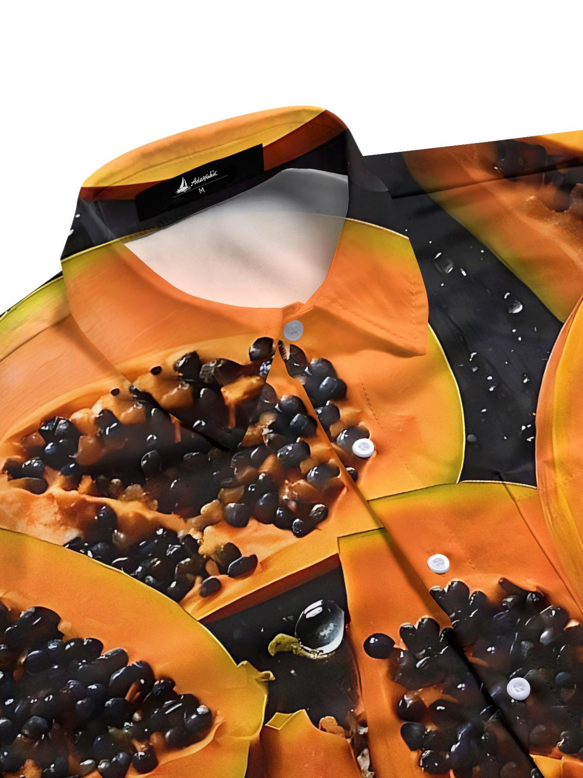 Papaya Print Men's Pocket Short Sleeve Shirts