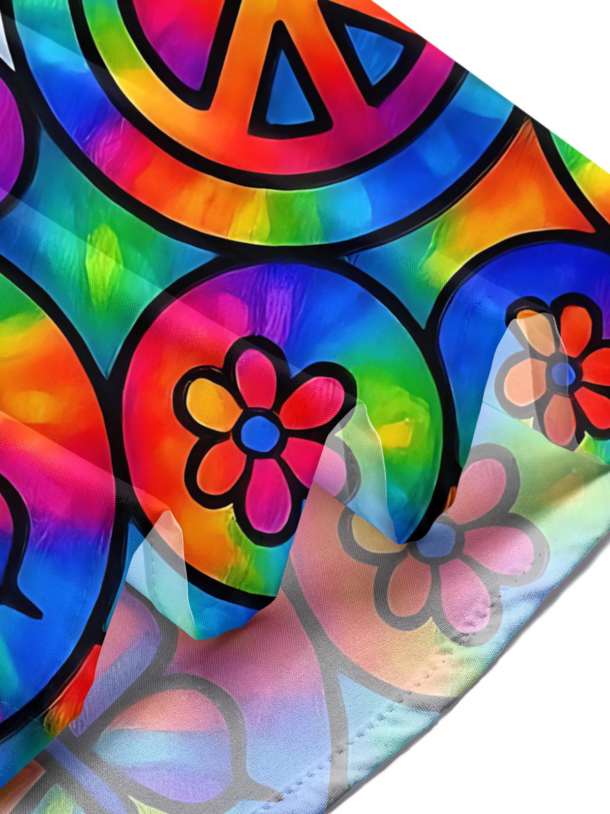 Hippie Art Print Men's Pocket Short Sleeve Shirts