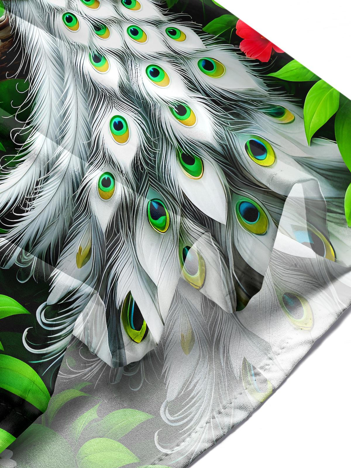 Peacock Floral Men's Pocket Long Sleeve Shirts