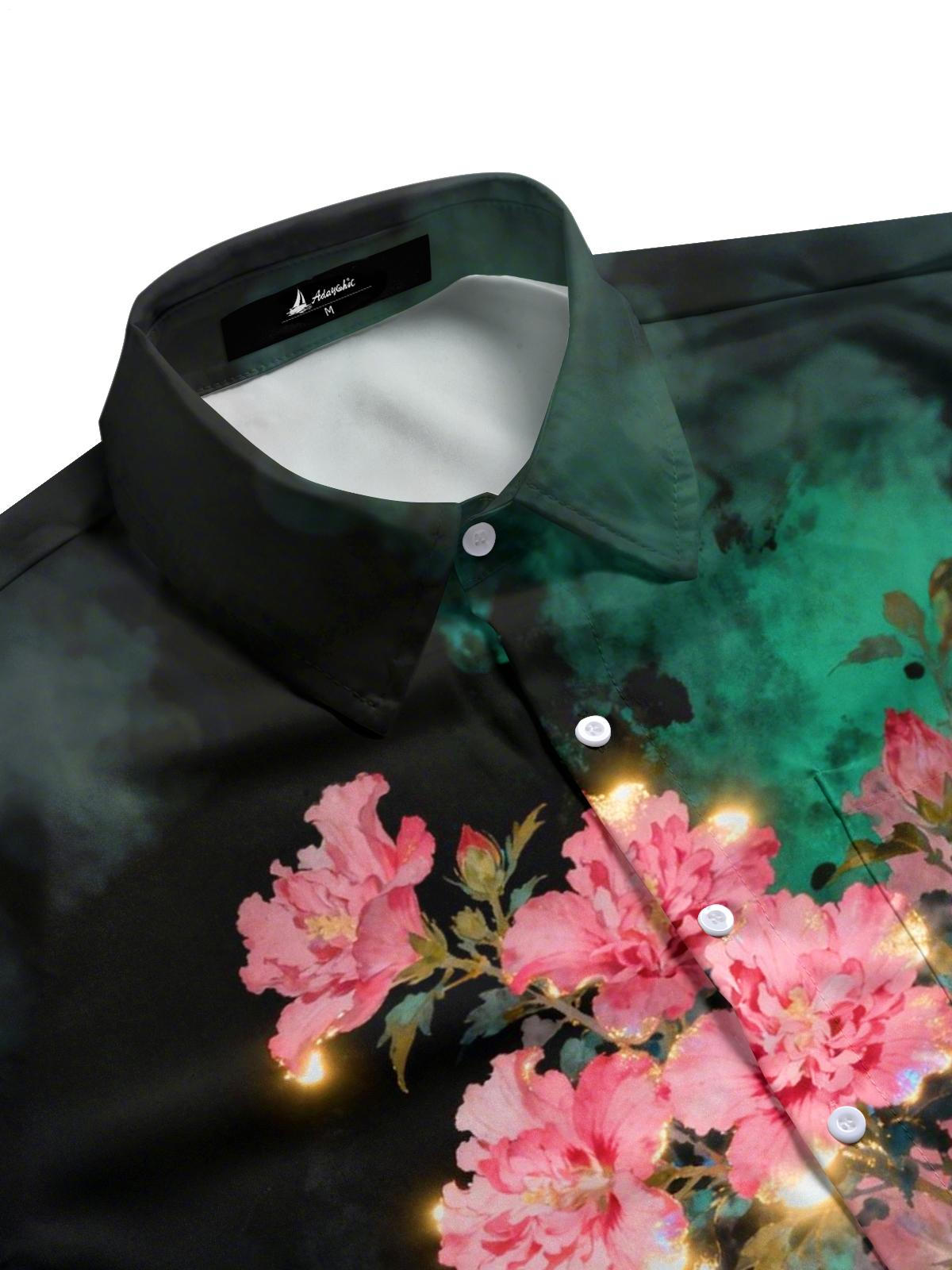 Floral Print Men's Pocket Short Sleeve Shirts