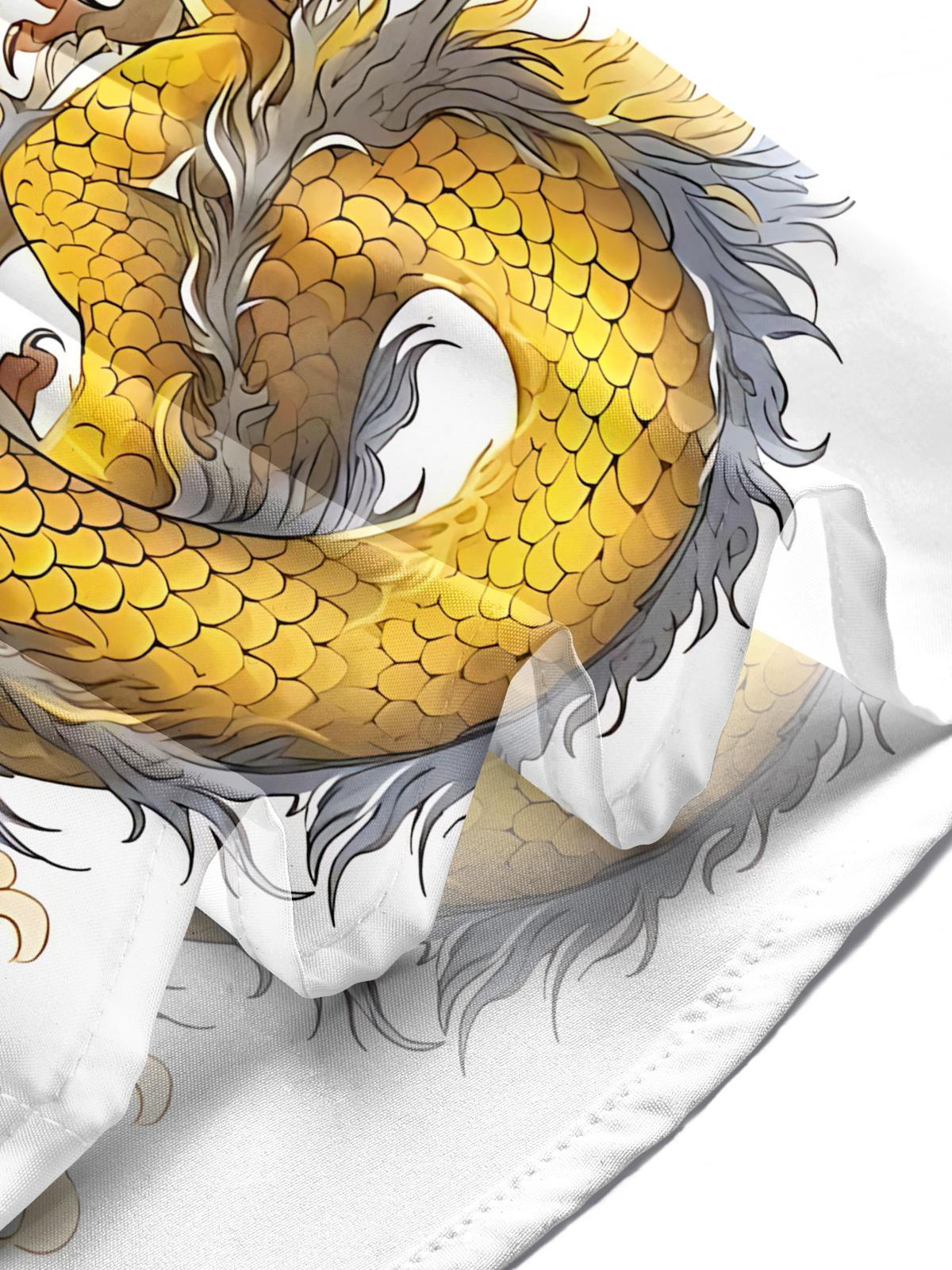 Dragon Print Men's Pocket Short Sleeve Shirts