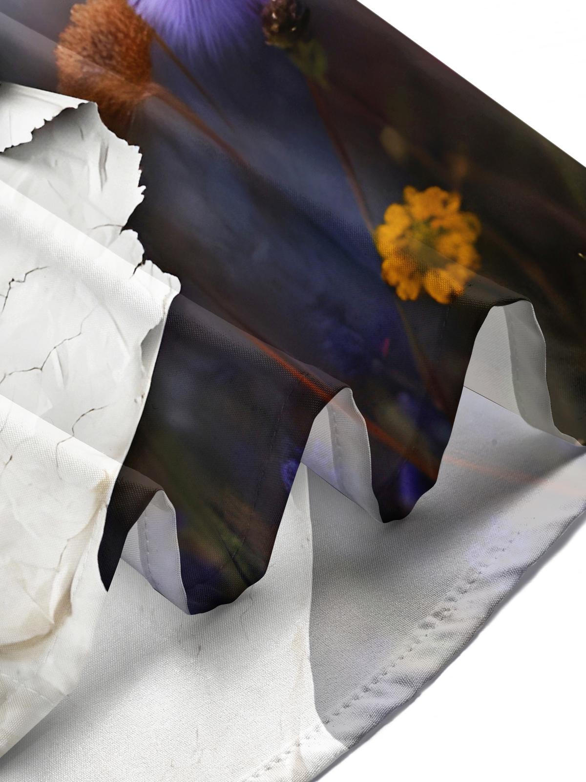 Torn Old Paper With Wildflowers Men's Pocket Short Sleeve Shirts