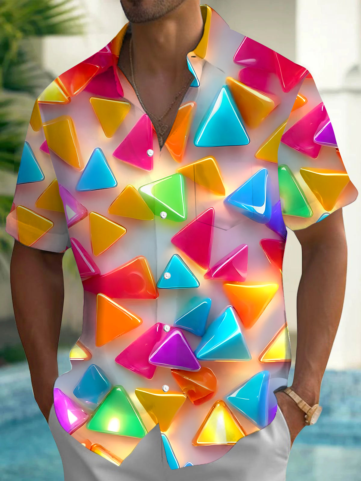 Geometry Men's Pocket Short Sleeve Shirts