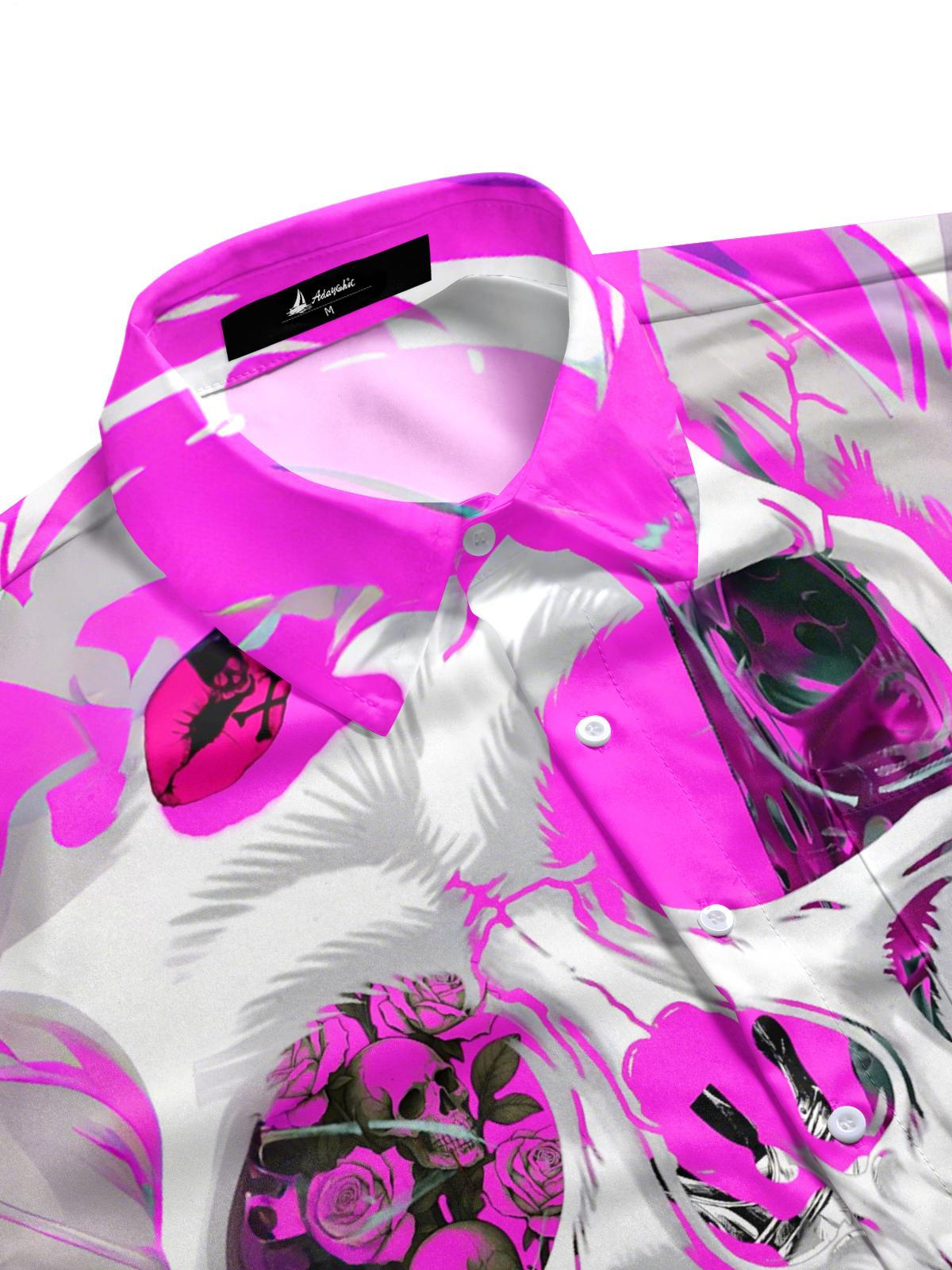 Skull Print Men's Pocket Short Sleeve Shirts