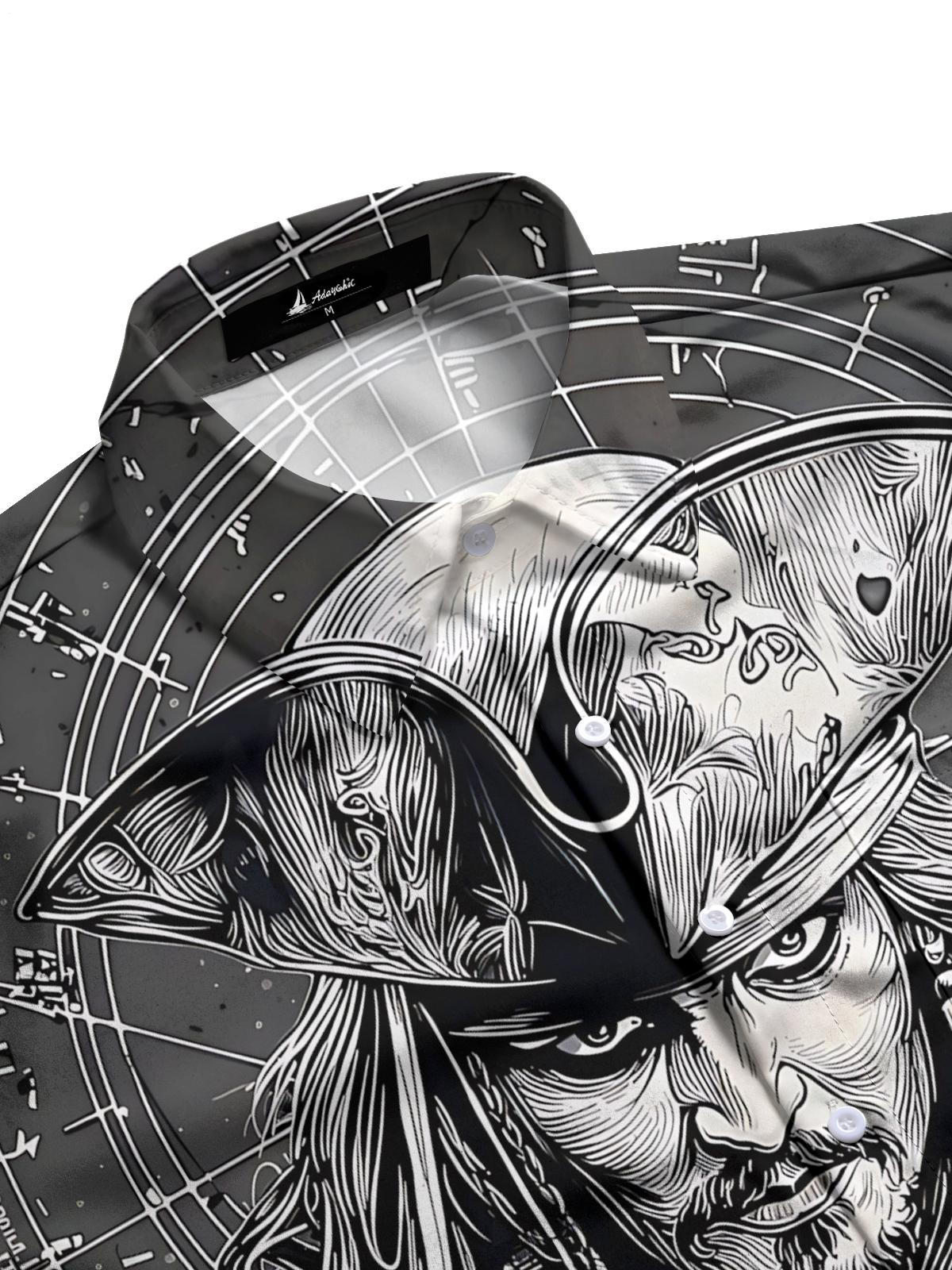 Pirate Print Men's Pocket Short Sleeve Shirts