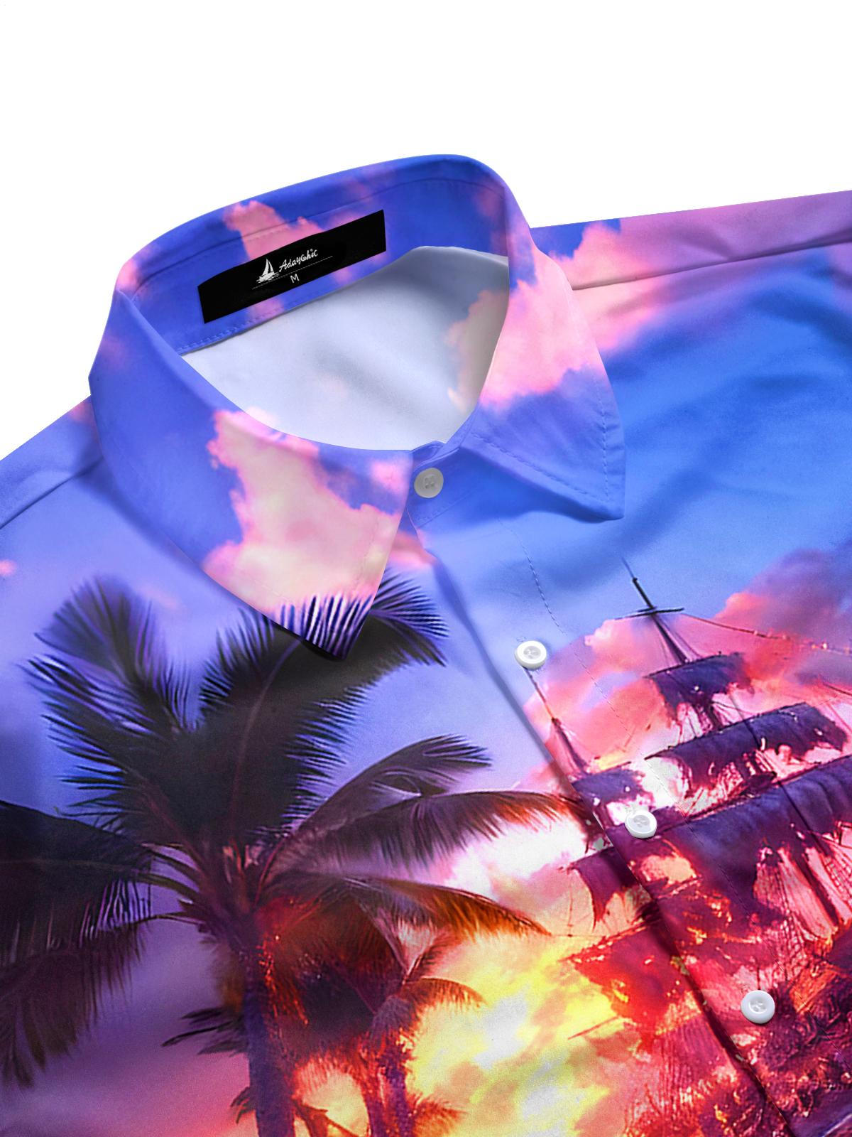 Hawaiian Boat Skull Men's Pocket Short Sleeve Shirts