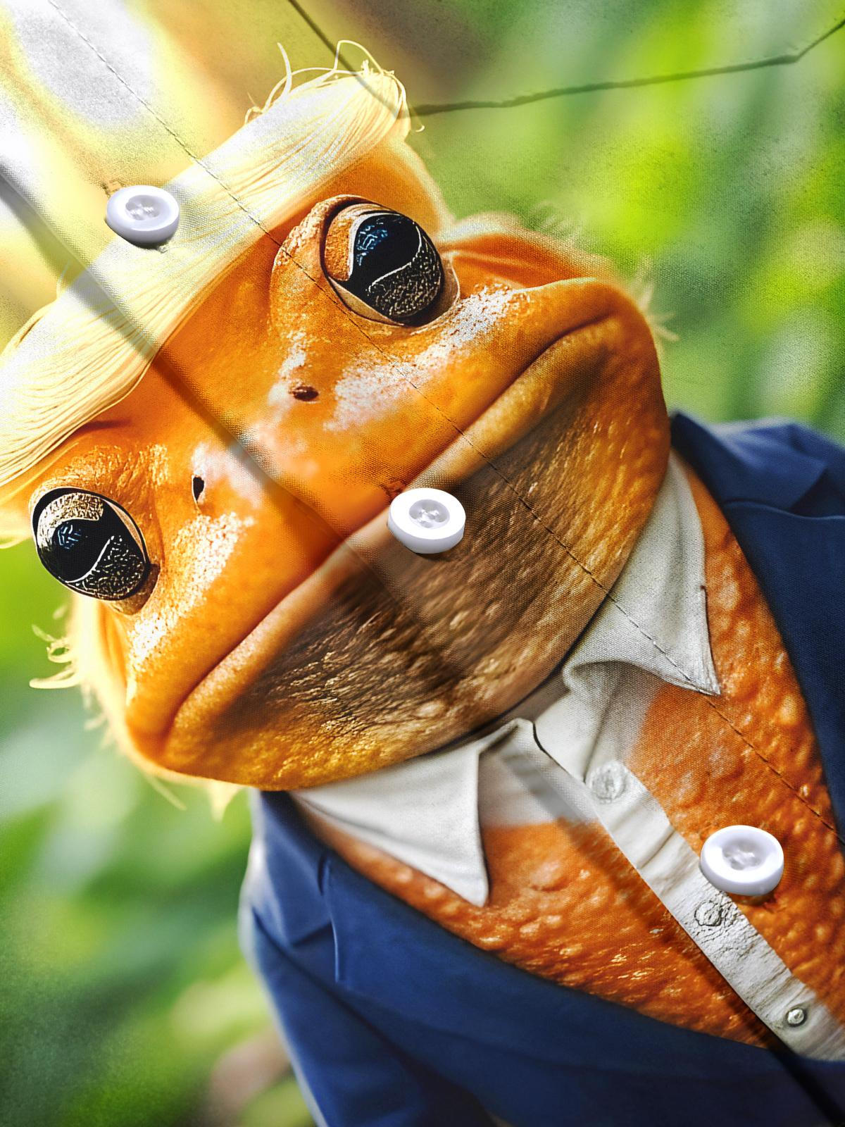 Funny Frog Men's Pocket Short Sleeve Shirts