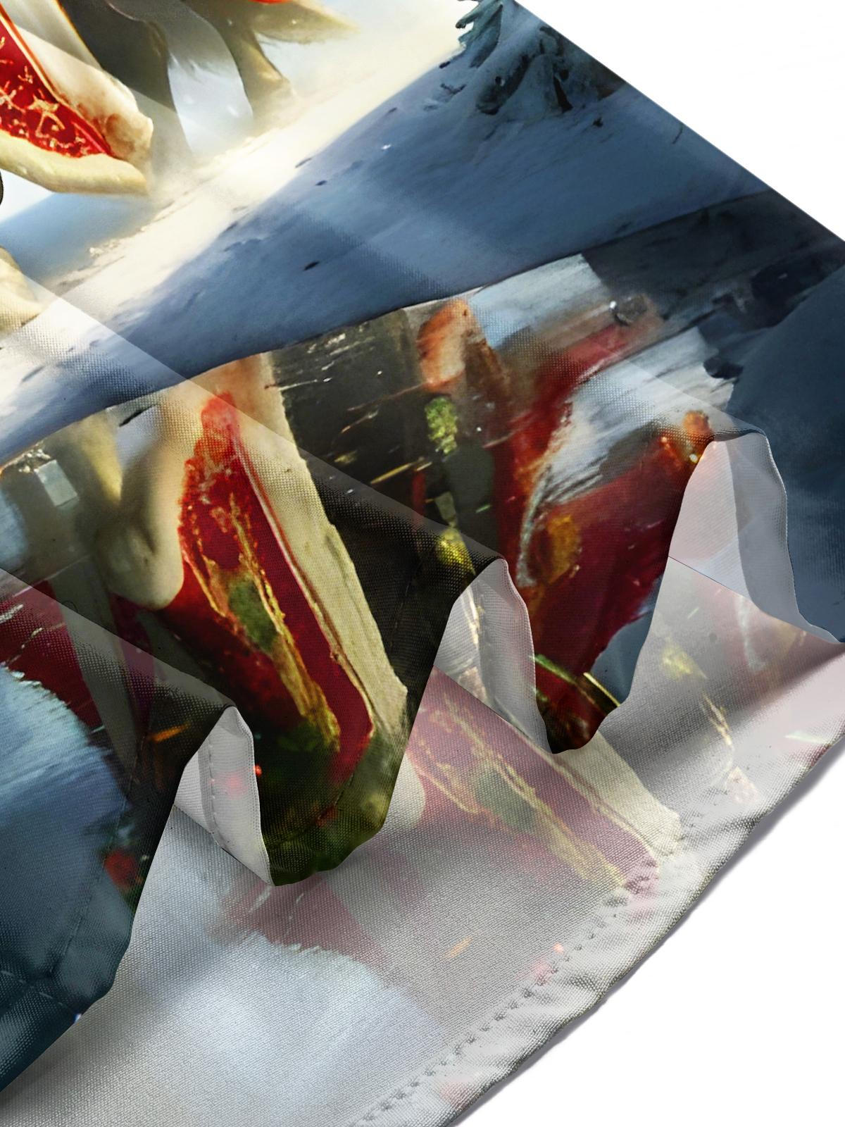 Christmas Knight General On Horseback Xmas Men's Pocket Short Sleeve Shirts