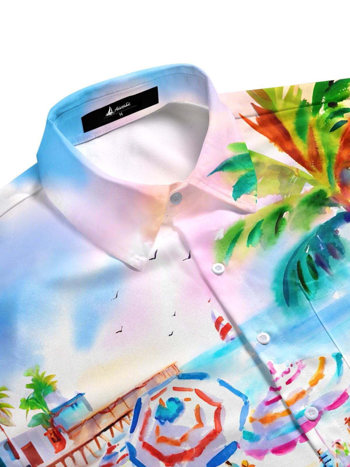 Hawaiian Print Men's Pocket Short Sleeve Shirts