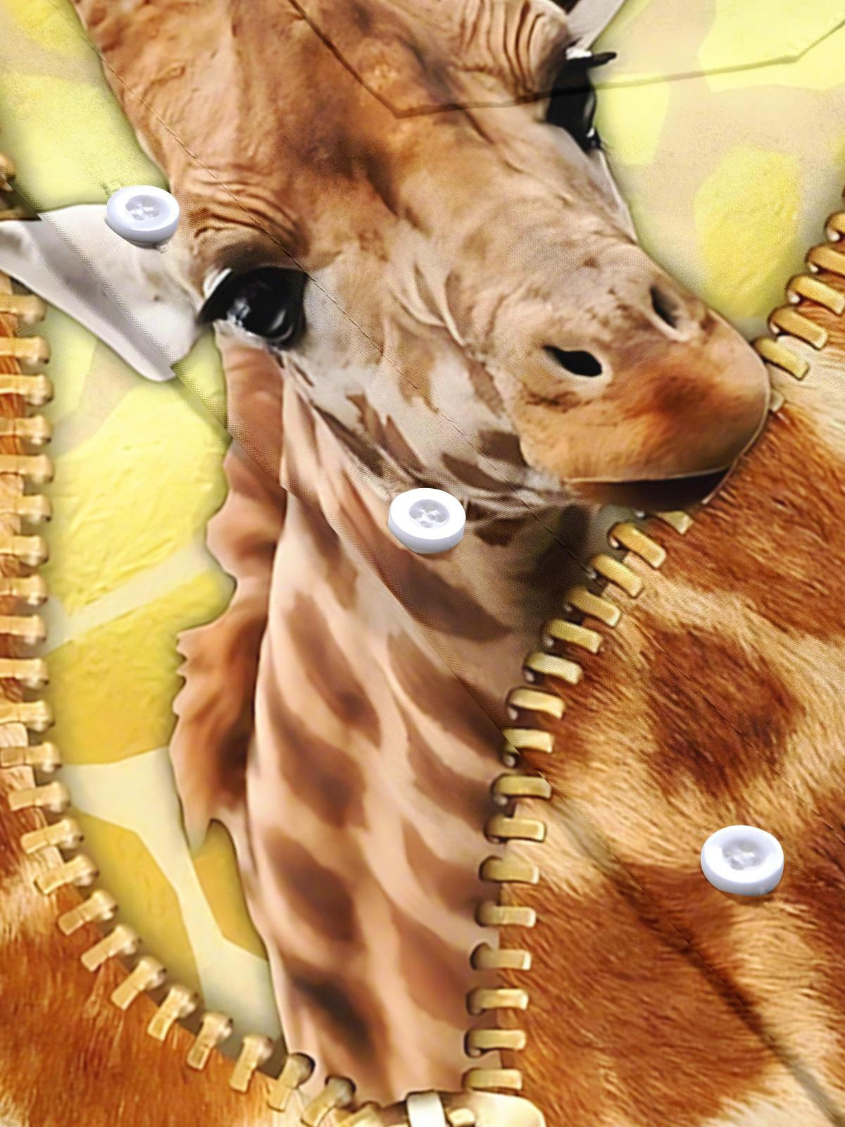 Giraffe Print Men's Pocket Short Sleeve Shirts