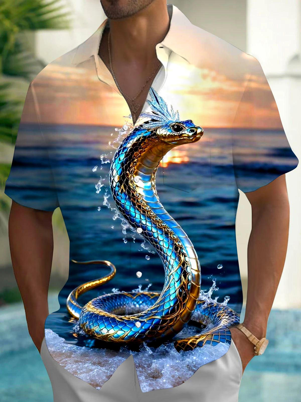 Snake Men's Pocket Short Sleeve Shirts