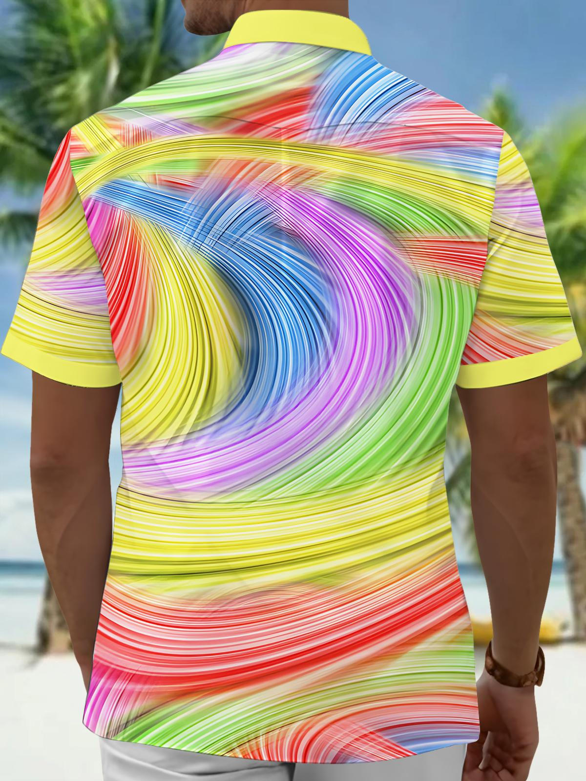 Gradient Print Men's Pocket Short Sleeve Shirts