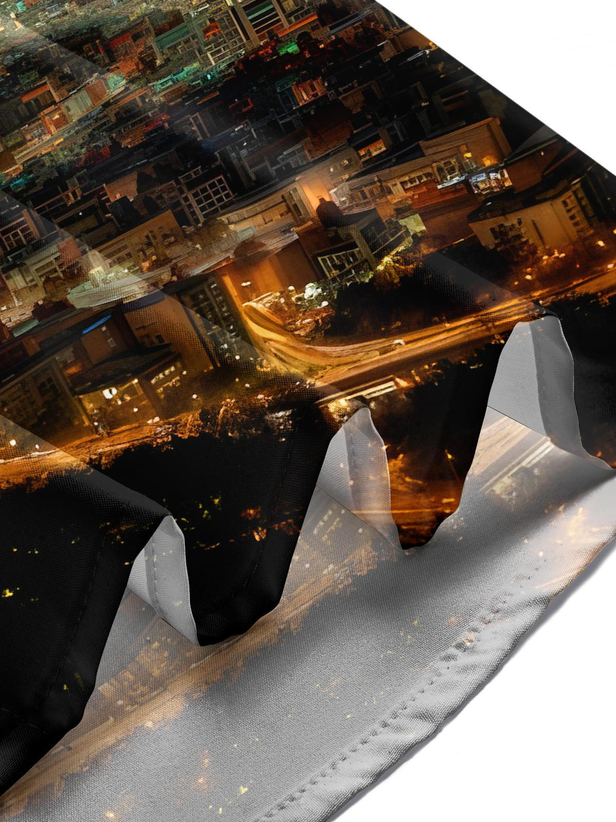 Angel Wings City Architecture Night View Men's Pocket Long Sleeve Shirts