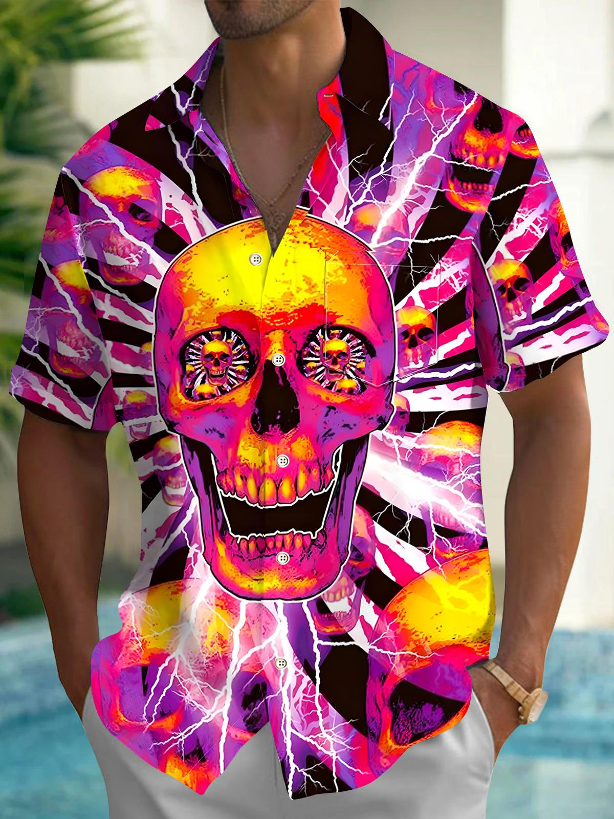 Skull Men's Pocket Short Sleeve Shirts