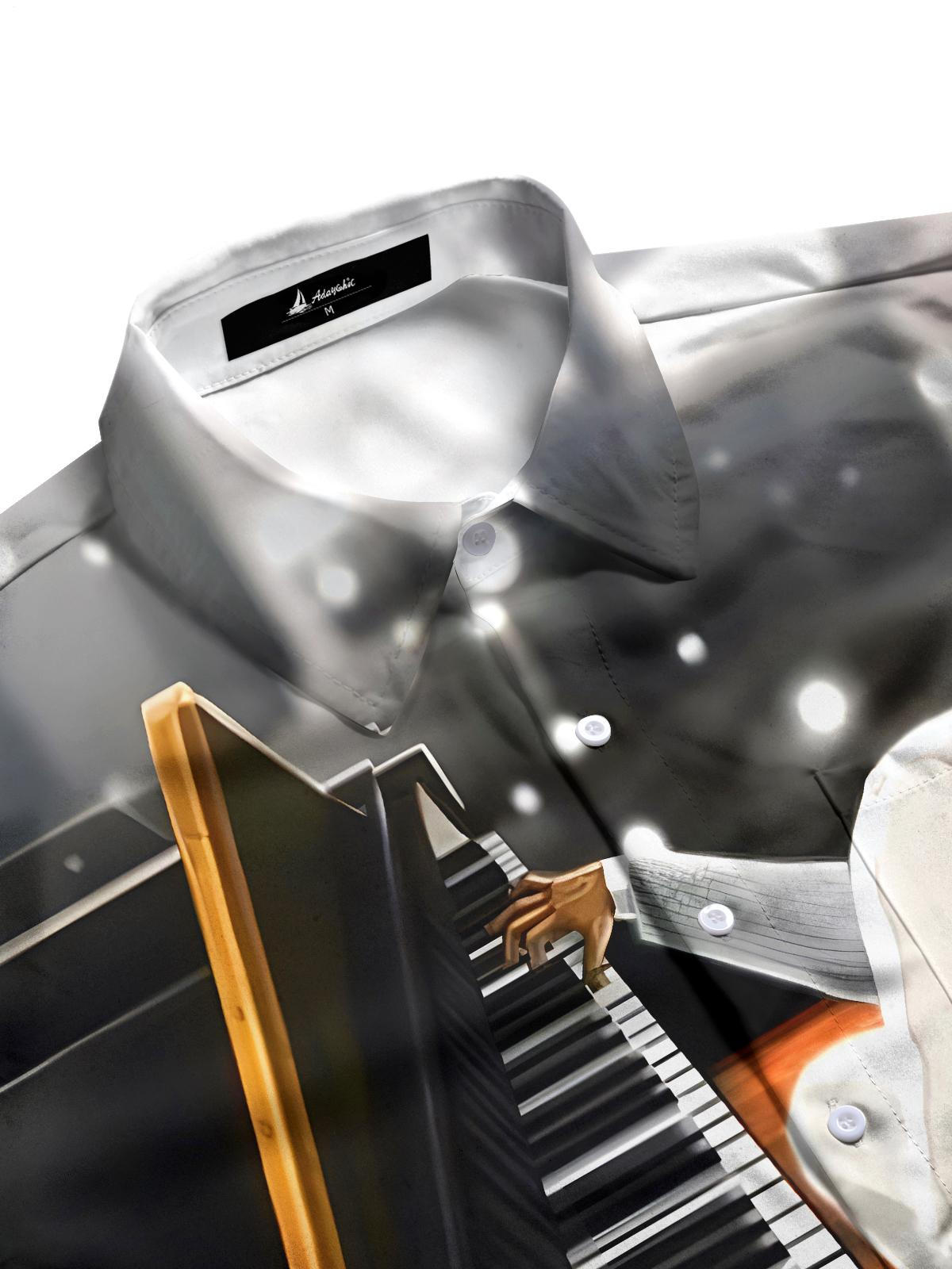 Piano Men's Pocket Long Sleeve Shirts