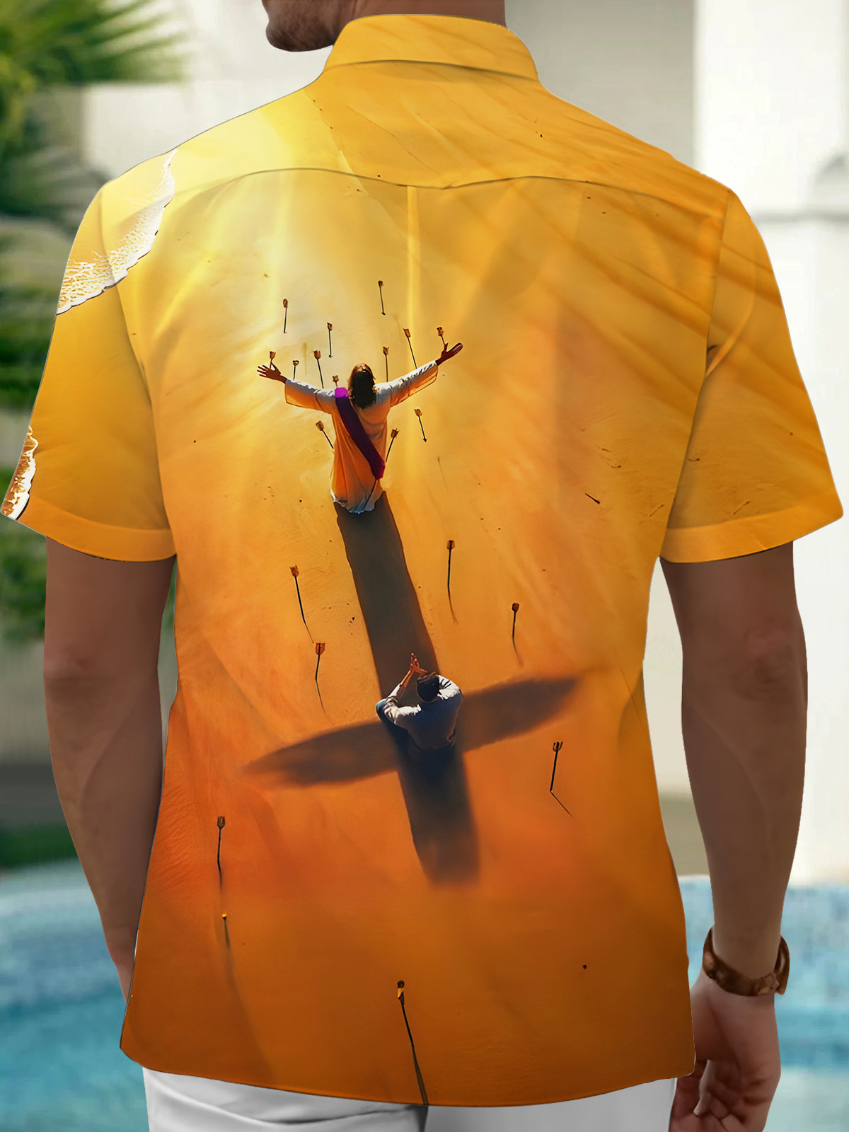 Jesus Cross Religion Men's Pocket Short Sleeve Shirts