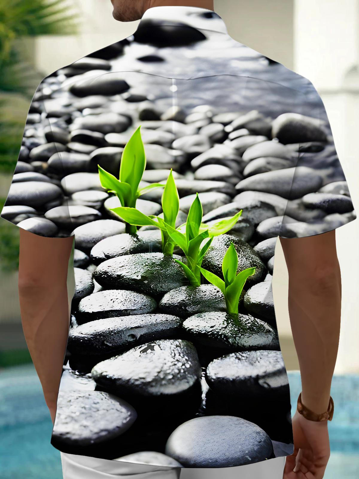 Budding Shoots Among Stones Men's Pocket Short Sleeve Shirts