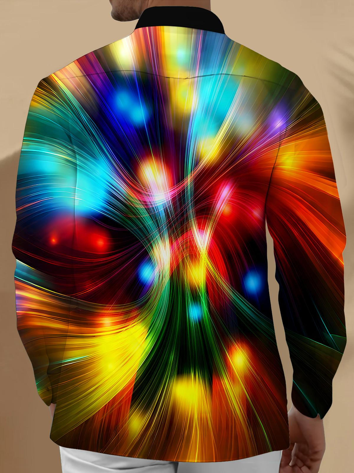 Tie Dye Abstract Men's Pocket Long Sleeve Shirts