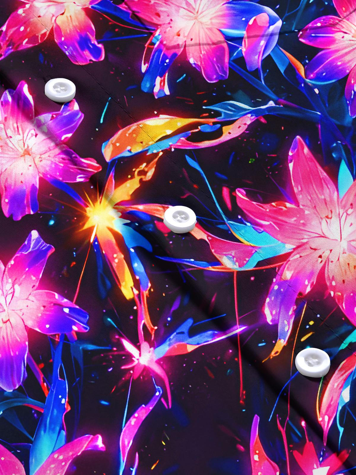 Dazzling Floral Men's Pocket Short Sleeve Shirts