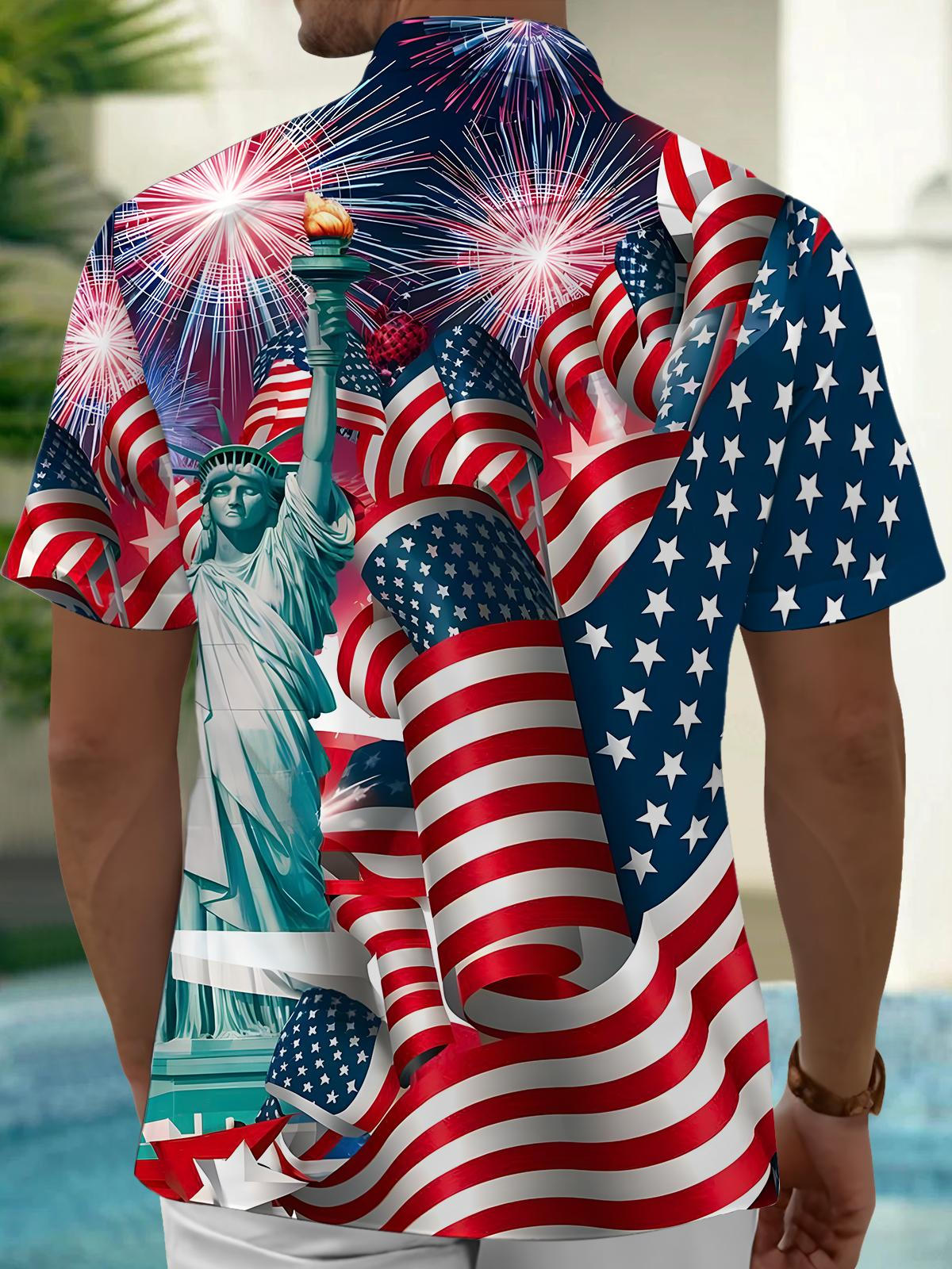 Independence Day Men's Pocket Short Sleeve Shirts
