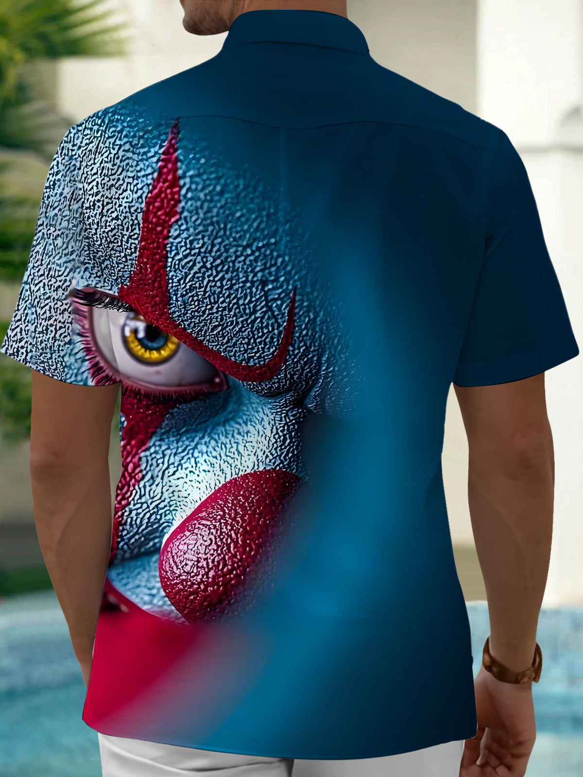 Joker Print Men's Pocket Short Sleeve Shirts