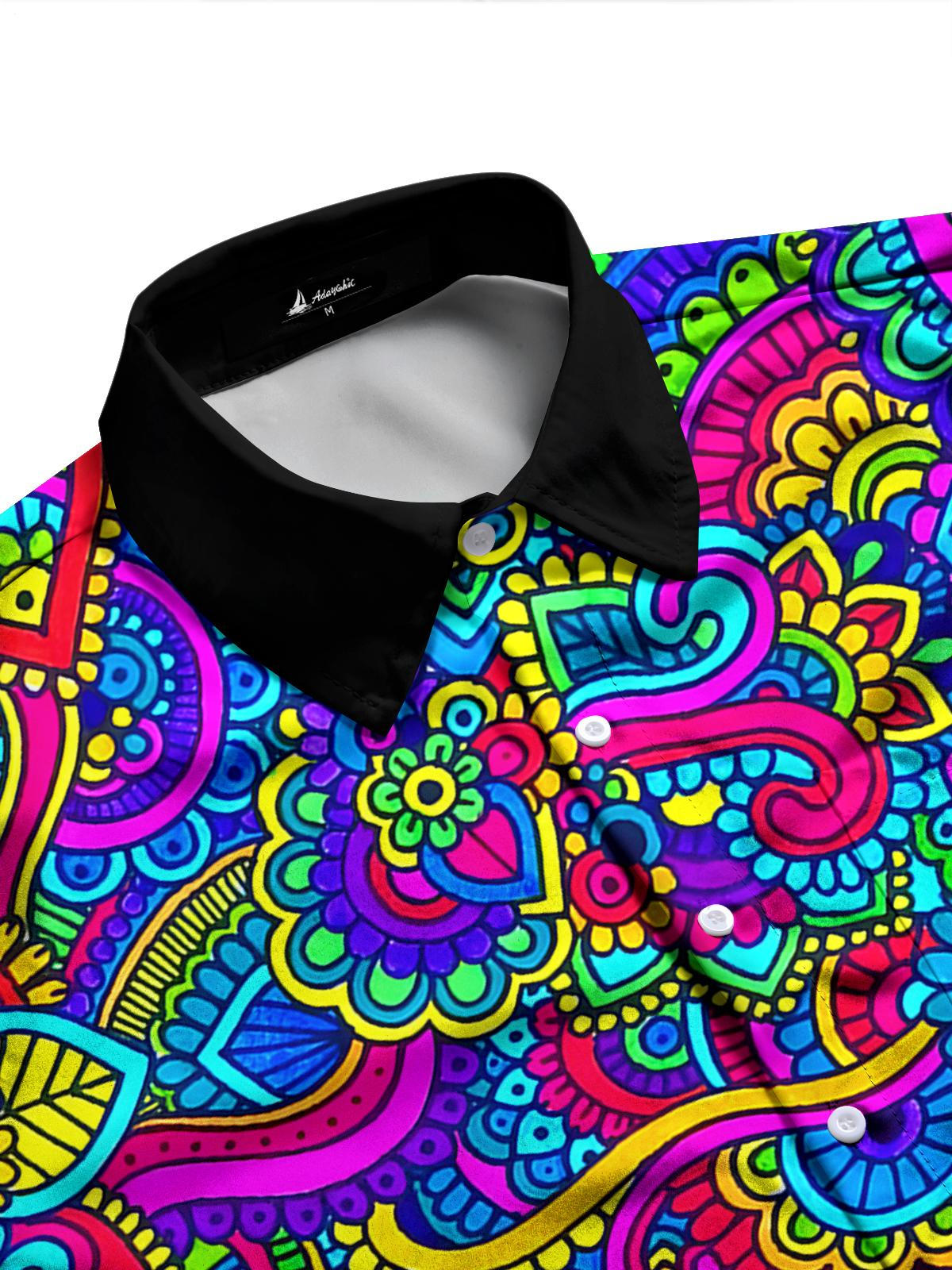 Floral Men's Pocket Long Sleeve Shirts