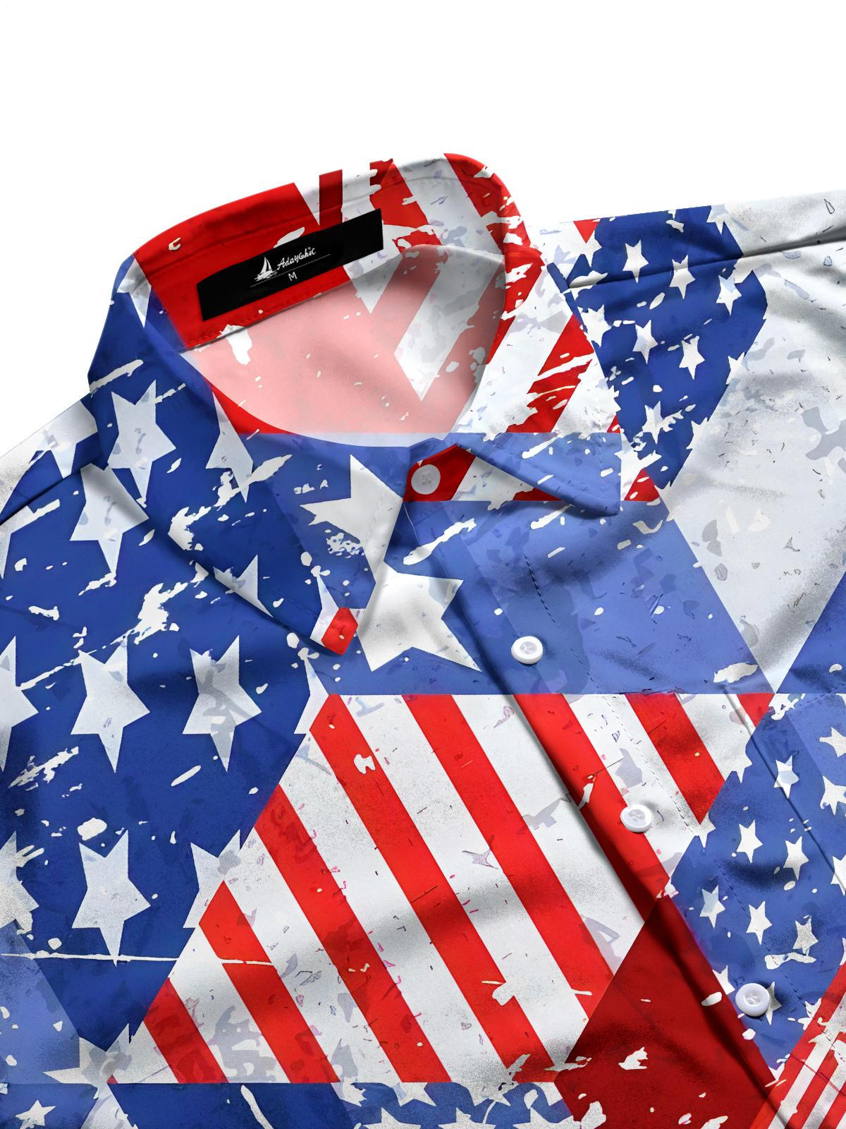 Independence Day American Flag Men's Pocket Short Sleeve Shirts