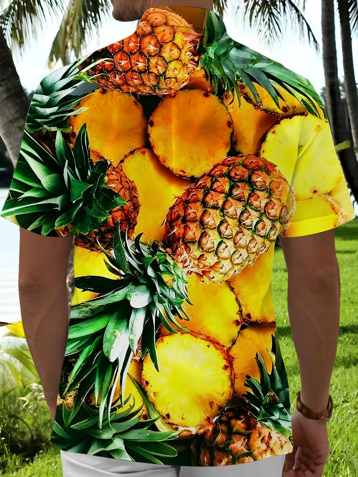 Pineapple Men's Pocket Short Sleeve Shirts