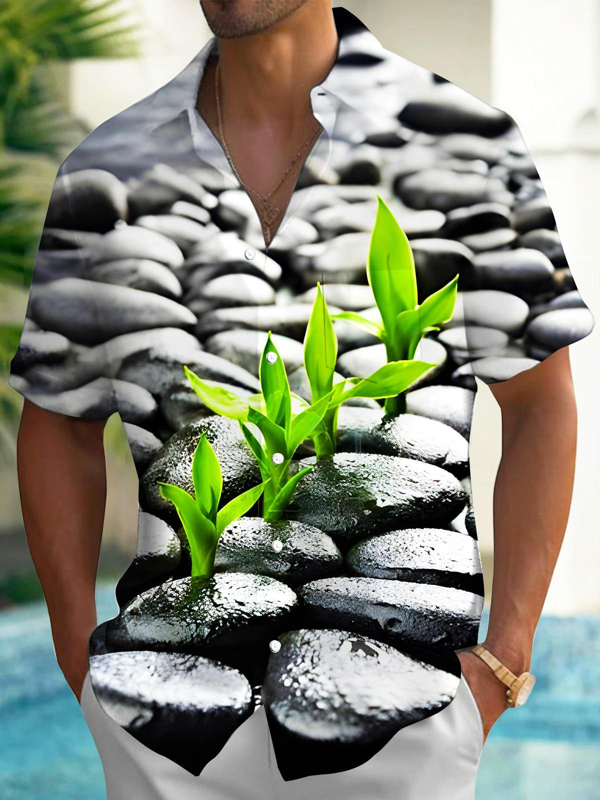 Budding Shoots Among Stones Men's Pocket Short Sleeve Shirts