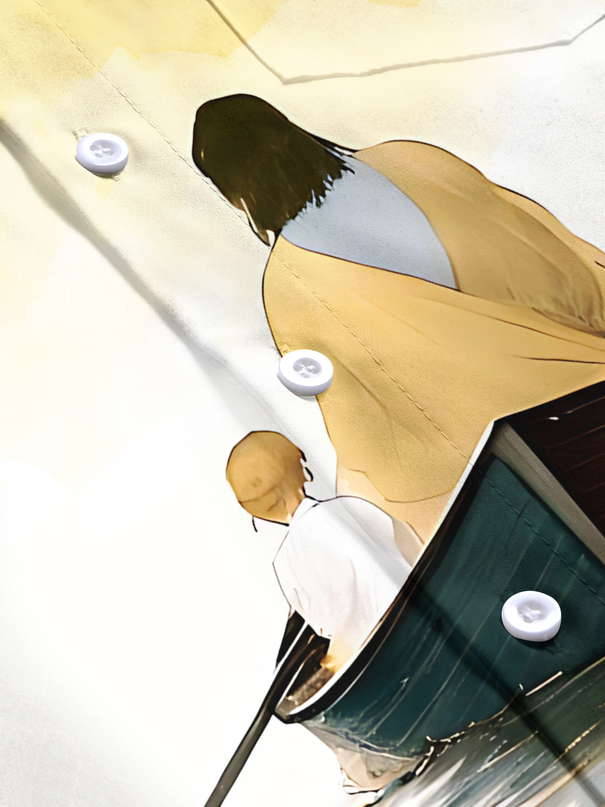 Jesus Child Boating Print Men's Pocket Short Sleeve Shirts