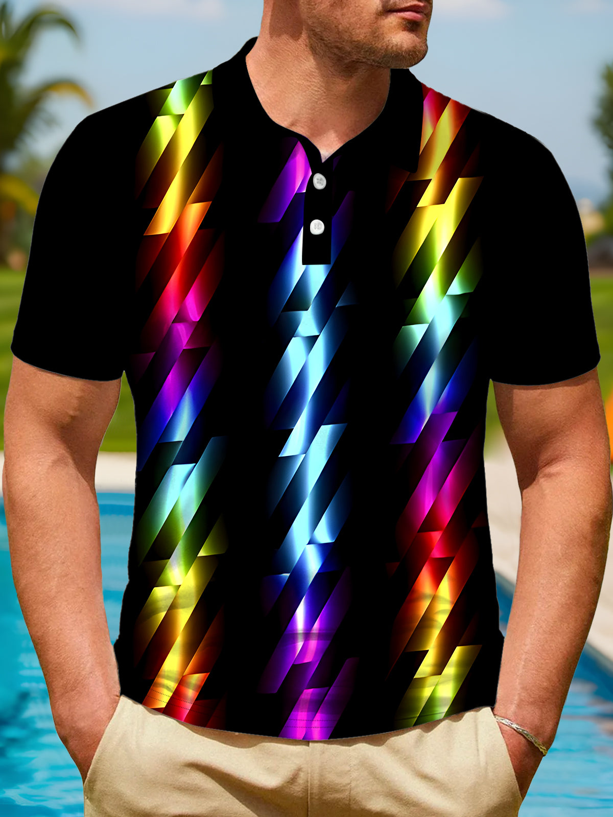 Tie Dye Men's Short Sleeve Button Polo Shirt