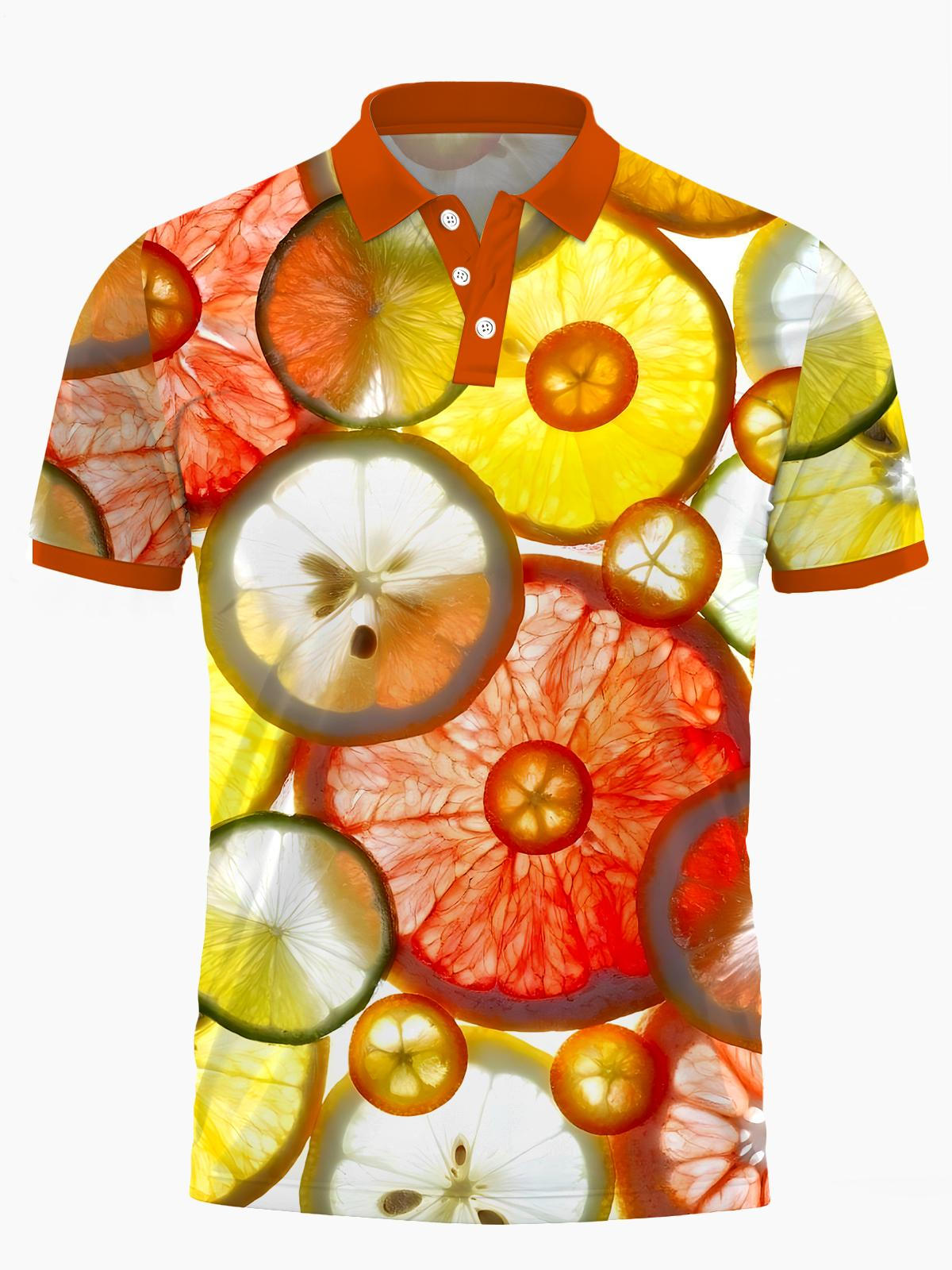 Lemon Men's Short Sleeve Button Polo Shirt