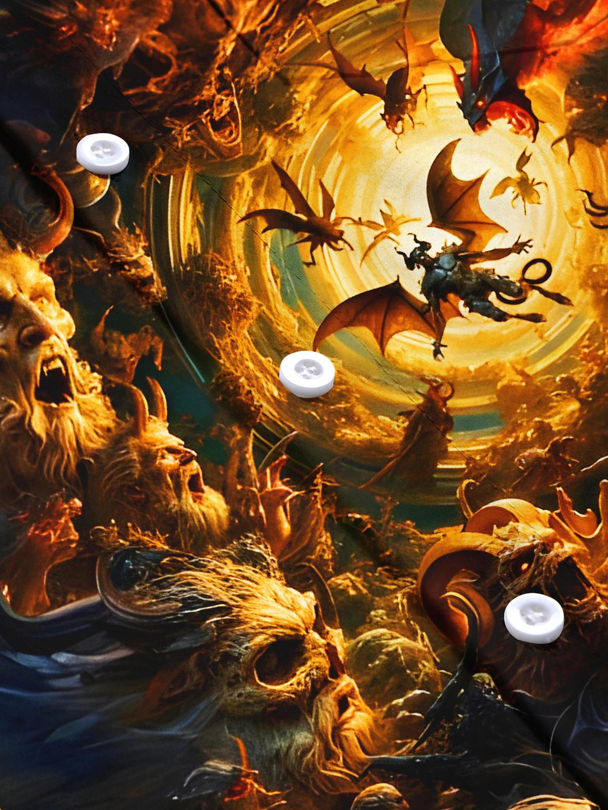 Dark Demon Realm Entrance Men's Pocket Short Sleeve Shirts