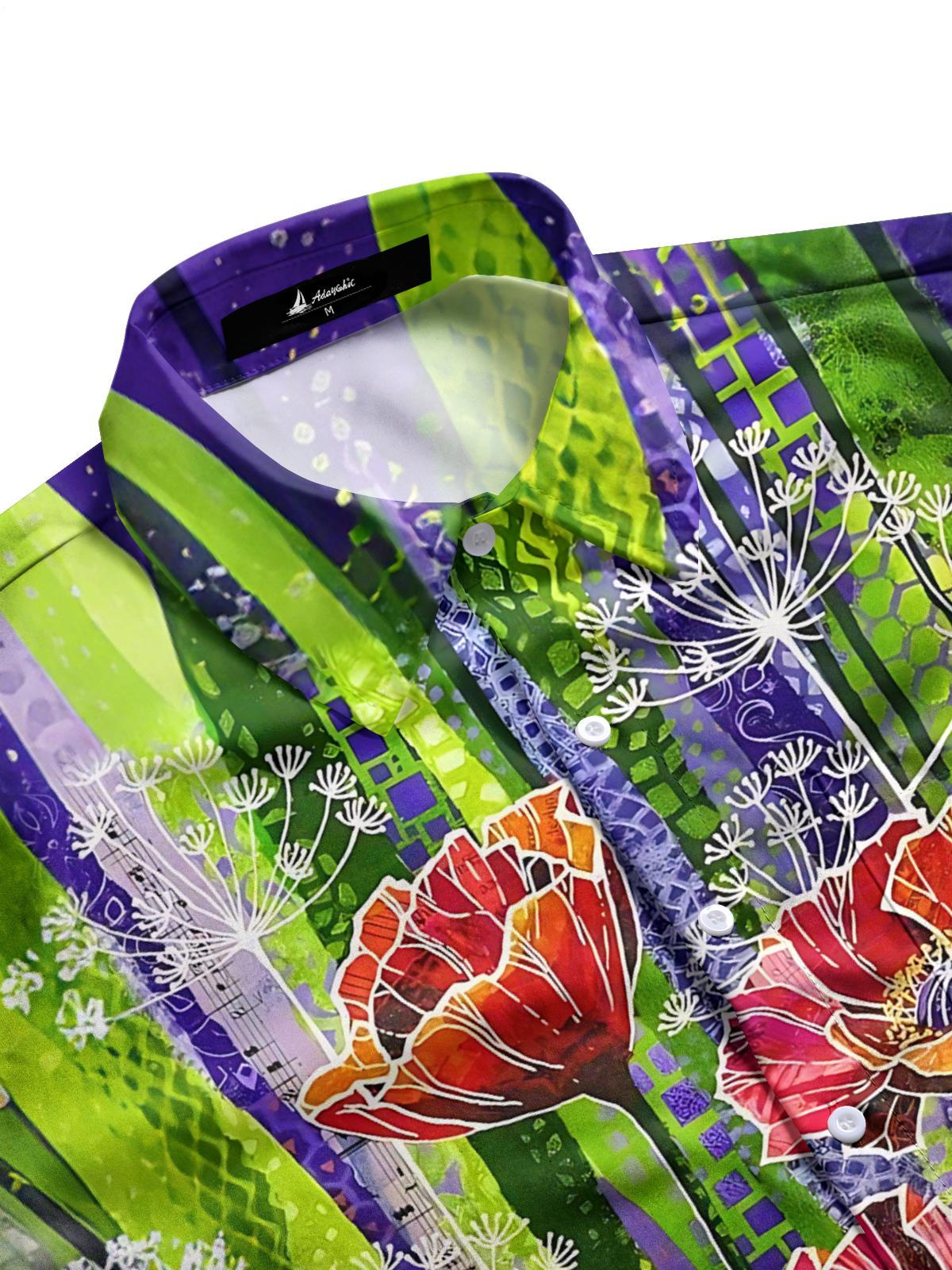 Floral Print Men's Pocket Short Sleeve Shirts