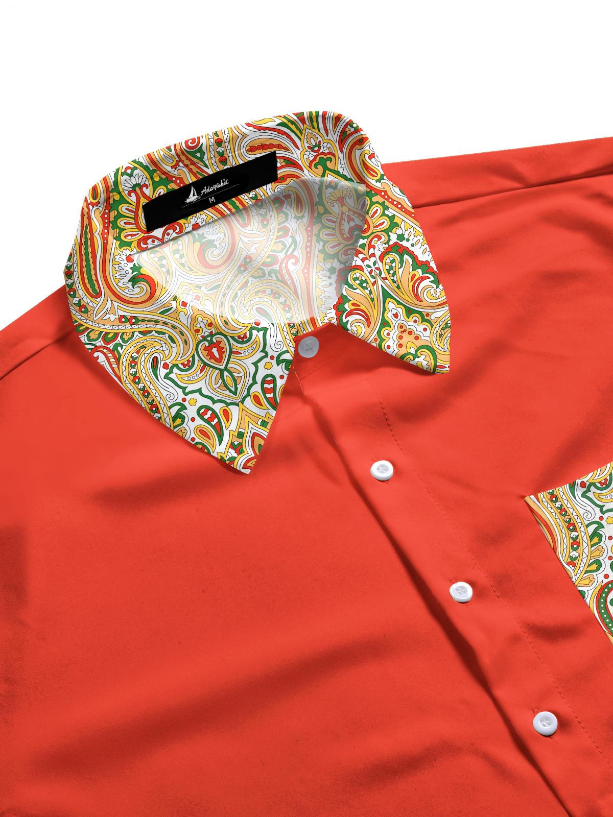 Floral Men's Pocket Long Sleeve Shirts