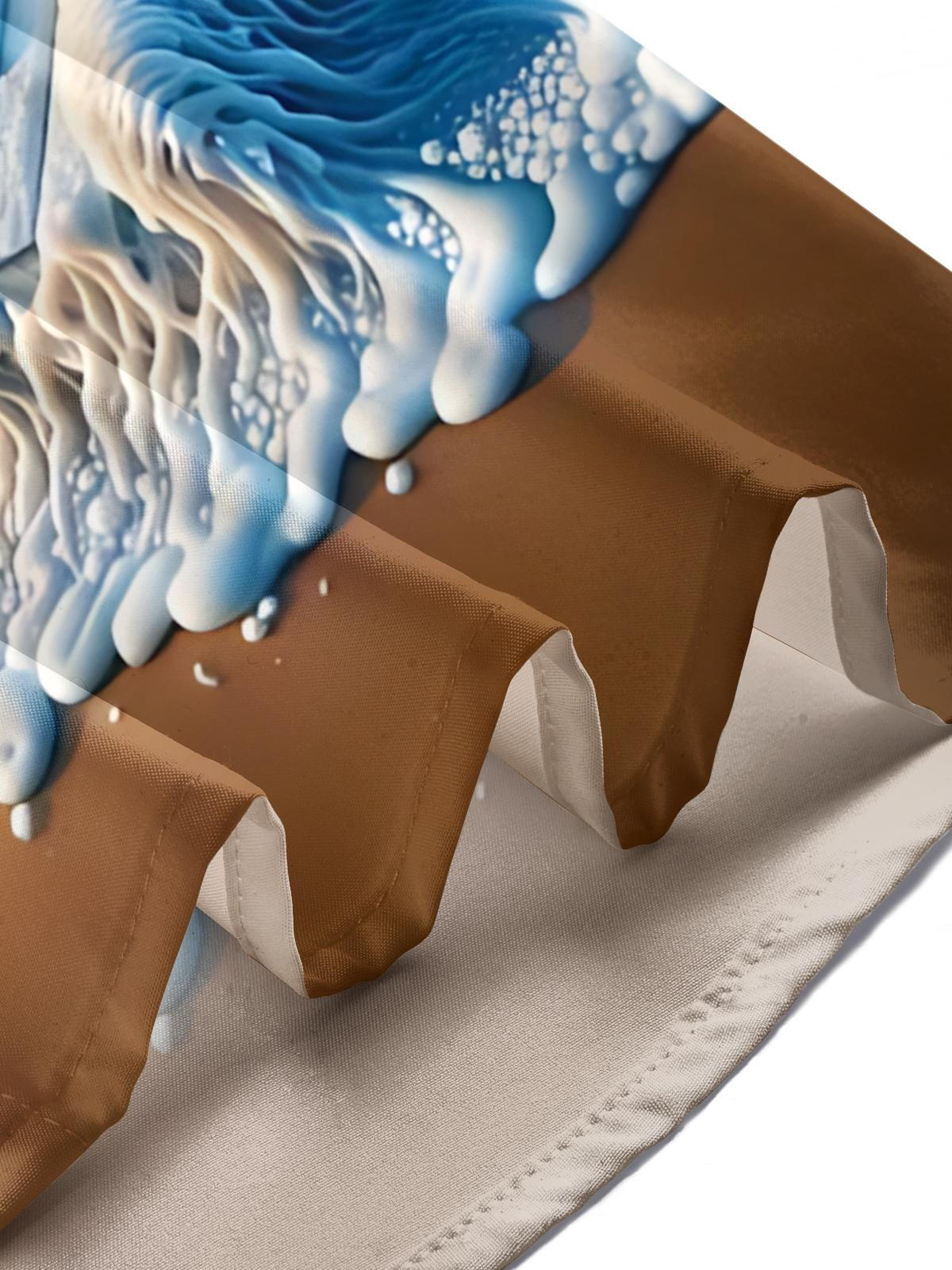 Beach Piano Print Men's Pocket Short Sleeve Shirts