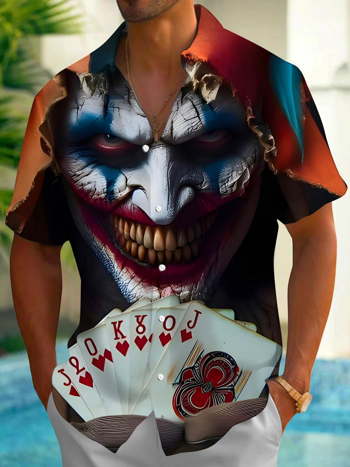 Joker Poker Men's Pocket Short Sleeve Shirts
